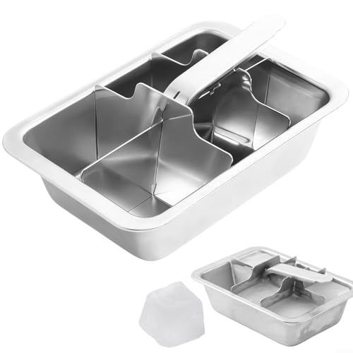 Advokingtap Edelstahl-Eiswürfelformen, 6 quadratische Eiswürfelformen, Eiswürfelbereiter, große Eiswürfelformen für Whiskey-Gefrierbehälter von Advokingtap