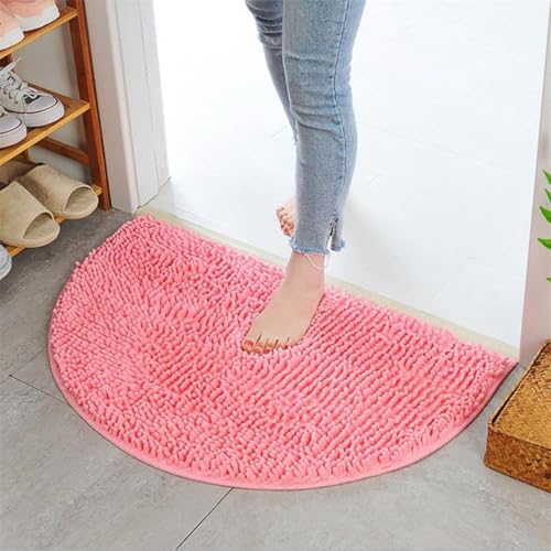 Advokingtap Halbrunder Chenille-Badematte, rutschfest, saugfähig, für Badezimmer, Duschvorleger, Innenbereich, Bodenteppich, 40 x 60 cm (Rosa) von Advokingtap