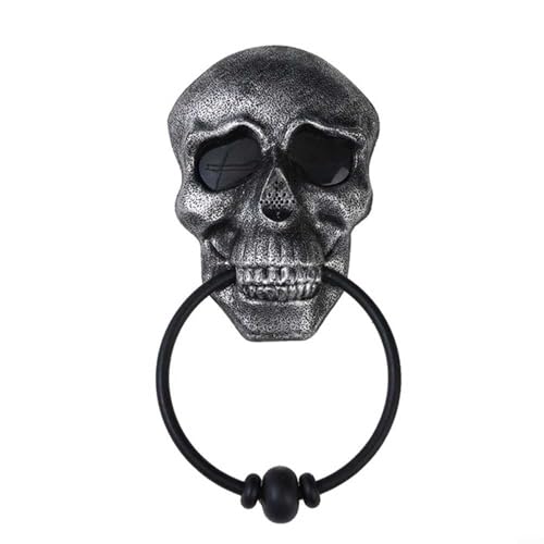 Advokingtap Halloween-Totenkopf-Türklingel mit leuchtendem Licht-Skelett-Design für gruselige Spukhaus-Dekoration (schwarz) von Advokingtap