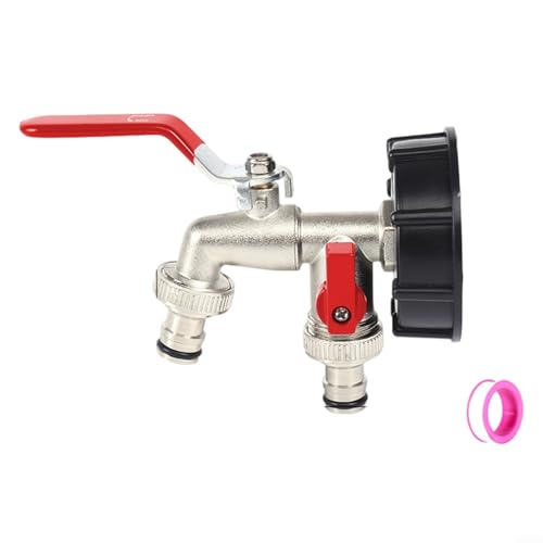Advokingtap IBC-Wassertankventil aus Zinklegierung, mit S60 x 6 Gewinde, auslaufsicheres Design für Garten und Außenbereich (rot) von Advokingtap