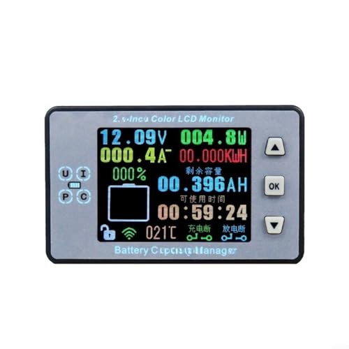 Advokingtap Kabelloses Batterie-Coulomb-Messgerät mit 6,1 cm Farbdisplay für Spannung, Strom, Kapazität und Temperaturüberwachung bis zu 120 V 500 A (A) von Advokingtap