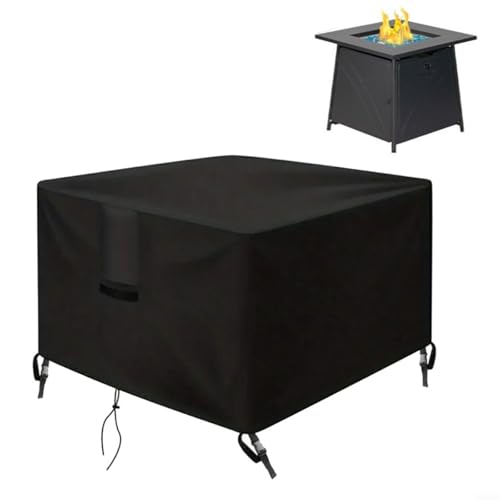 Advokingtap Outdoor Feuerstelle Abdeckung Wasserdicht Gartentisch Schutz Abdeckung mit verstellbaren Riemen, 77 x 77 x 64 cm von Advokingtap