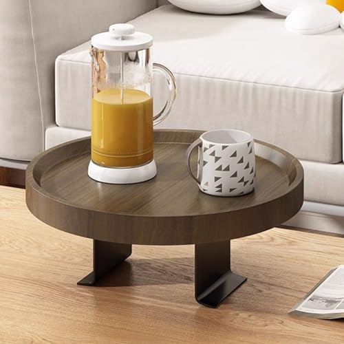 Advokingtap Sofa-Armlehnentablett aus Holz, rundes Couch-Schutztablett, Sofatablett & Organizer für Getränke, Snacks, Zeitschriften, Fernbedienung (dunkelbraun) von Advokingtap