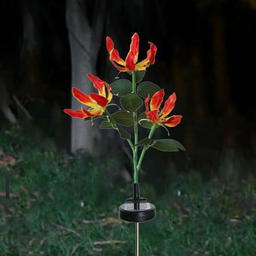 Advokingtap Solar Flame Lily LED Gartenstecker Licht Outdoor Weg Rasen Wasserdicht Dekor von Advokingtap
