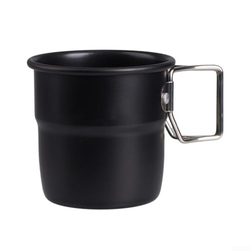 Campingbecher, 300 ml, faltbarer Griff, Aluminiumbecher für Outdoor-Aktivitäten und Reisen (schwarz) von Advokingtap