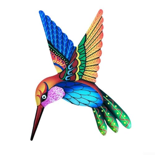 Dekorativer Kolibri-Wandkunst aus Eisen mit mehrfarbigem Design, wetterfest und geeignet zum Aufhängen an Zäunen, Gartenwänden oder Innenräumen (blau) von Advokingtap