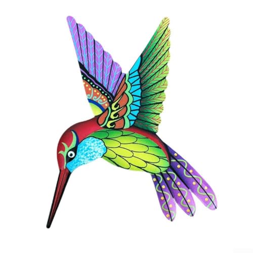 Dekorativer Kolibri-Wandkunst aus Eisen mit mehrfarbigem Design, wetterfest und geeignet zum Aufhängen an Zäunen, Gartenwänden oder Innenräumen (grün) von Advokingtap