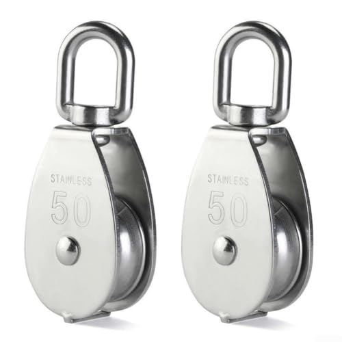 Einzelner Riemenscheibenblock M50 mit 362,9 kg Tragkraft aus 304 Edelstahl mit 360 Grad drehbarer Riemenscheibe für Takelage und Heben von Advokingtap