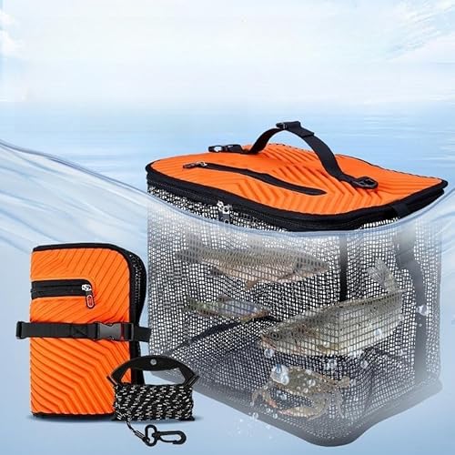 Faltbares, schwimmendes Fischhaltungsnetz mit EVA-Schaumstoff-Struktur, zusammenklappbares Design für einfache Lagerung, Silikon-PE-Netz mit Reißverschluss und Seilbefestigung (B) von Advokingtap