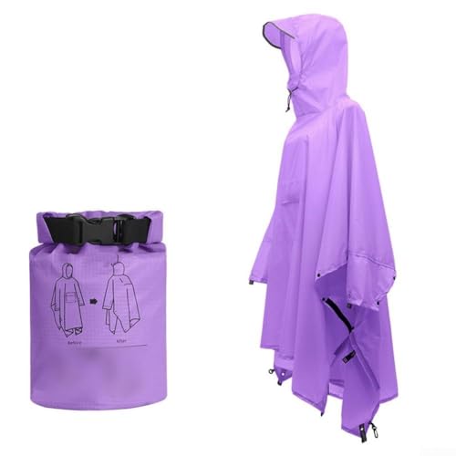 Mehrzweck-Regenmantel für Erwachsene mit Kapuze, strapazierfähiger, wasserdichter Regenmantel mit PU-beschichtetem 210T-Polyester, geeignet für Camping, Angeln und Wandern (verbesserte Version lila) Mehrzweck-Regenmantel für Erwachsene mit Kapuze, strapazierfähiger, wasserdichter Regenmantel mit PU-beschichtetem 210T-Polyester, geeignet für Camping, Angeln und Wandern (verbesserte Version lila) von Advokingtap