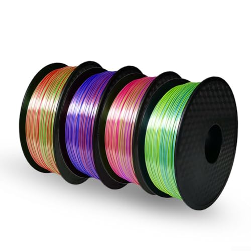 PLA für 3D-Drucker-Filament 1, 75 mm Durchmesser mit +0 02 mm Maßgenauigkeit, 1 kg Rolle, kompatibel mit den meisten FDM-Druckern, vakuumfeuchtigkeitsbeständig verpackt (Silber + Gold) von Advokingtap
