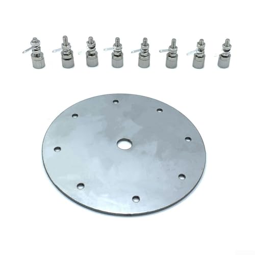 Spezial-Erdungsplatte für GP-Antenne, hochfester Edelstahl, 11 cm Durchmesser, mit 8 Klemmpfosten von Advokingtap