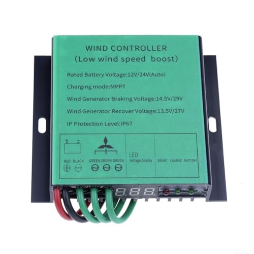 Windturbinen-Regler 800 W MPPT mit IP67 wasserdicht und umfassende Sicherheitsfunktionen inkl. Überladung zum Schutz für 12 V und 24 V Systeme (Grün 800 W 24 V) von Advokingtap
