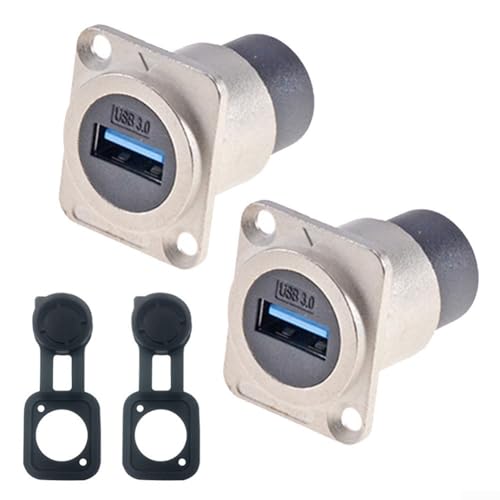 Zuverlässige Datenübertragung mit 2 Stück USB 3 0 Dtype Panel-Mount-Kupplungen mit robustem Design (Silber) von Advokingtap