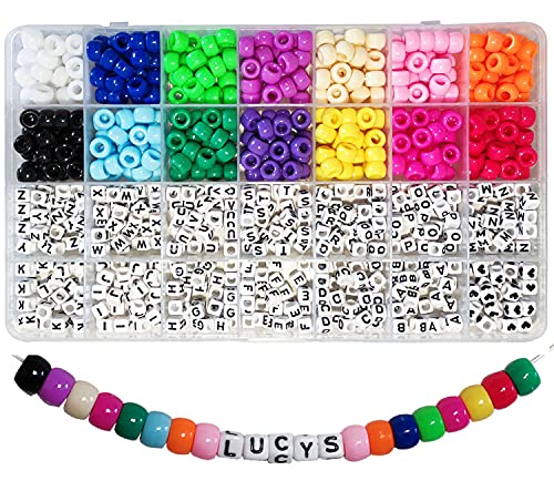 Gxadwzy 770 Stück Buchstabenperlen Set, Pony Perlen 6x9mm Bunte und Buchstabenperlen A-Z Würfelperlen mit Großem Loch für Armbänder Schmuck Basteln Gxadwzy 770 Stück Buchstabenperlen Set, Pony Perlen 6x9mm Bunte und Buchstabenperlen A-Z Würfelperlen mit Großem Loch für Armbänder Schmuck Basteln von Adwzy