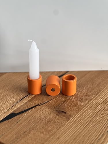 Magnetischer Kerzenhalter aus Metall - In Schwarz, Weiß oder Apricot - Sets mit 1-4 Stück - Minimalistisches Design - Pulverbeschichtete Kerzenhülse für Stabkerzen (2, Apricot) von Adyloo