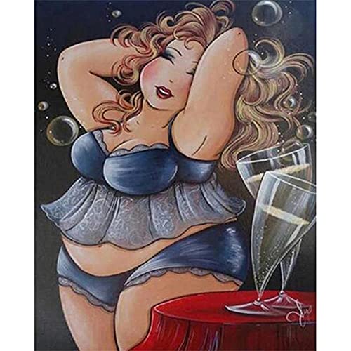 5D DIY Diamond Painting Vollbohrer Diamant Malerei Kits Cartoon fette Dame Erwachsene Kinder Kristall Strass Stickerei Diamond Painting Set Mosaik Kreuzstich Handwerk for Home Wand decor 55x70cm von AeBoo