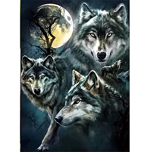 AeBoo DIY 5D Diamant Malerei Kits Vollbohrer Wolf Erwachsene Kinder Diamond Painting Set Mosaik Stickerei Kreuzstich Bilder Crystal Strass kunsthandwerk für Home Wanddekoration Geschenk 40x50cm von AeBoo