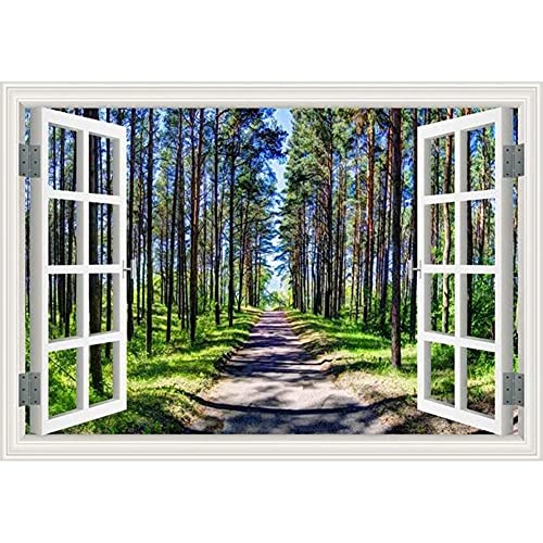 DIY 5D Diamant Malerei Kits Vollbohrer Fenster Wald Erwachsene Kinder Diamond Painting Set Mosaik Stickerei Kreuzstich Bilder Crystal Strass kunsthandwerk für Home Wanddekoration Geschenk 60x70cm von AeBoo