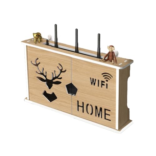 WiFi Router Aufbewahrungsbox Set-Top Boxschwebende Regale Wandmontage Wohnzimmer Modem Kabel Router Abdeckung Multifunktionale Aufbewahrung Hider Router Rack(Size:33*7.5*20cm,Color:Nordischer Hirsch) von AeRko