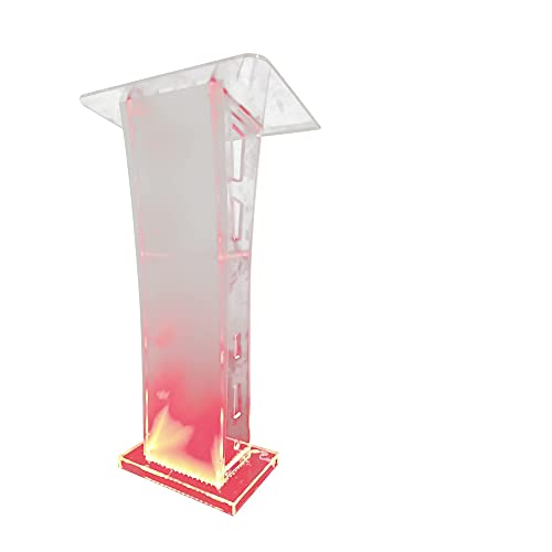 AeasyG Transparentes Acrylpodium, Mobiles Stehpult aus Acryl Tragbares Rednerpult Schreibtisch LED-Acrylpodium mit Fernbedienung Breite Lesefläche und Bunte Lichter für Vorträge Rede von AeasyG
