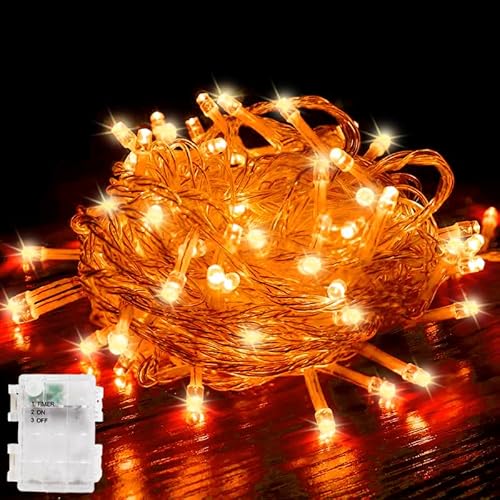 Orange Lichterkette Batteriebetriebene, 3.02M 30LED Halloween Lichterkette IP44 Wasserdicht mit Timer Funktion, für Außen Innen Halloween Herbst Weihnachten Party Kürbis Deko von AebeChun