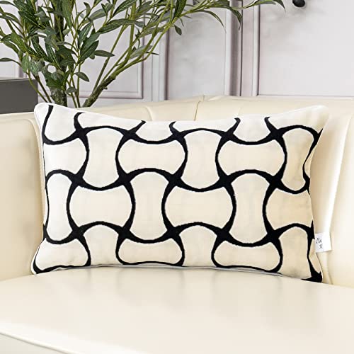 Aeckself 30 x 50 cm, weiß, geometrisch, schwarz, gewellt, Samt-Kissenbezug, luxuriös, modern, für Couch, Wohnzimmer, Schlafzimmer, Auto, 30 x 50 cm Aeckself 30 x 50 cm, weiß, geometrisch, schwarz, gewellt, Samt-Kissenbezug, luxuriös, modern, für Couch, Wohnzimmer, Schlafzimmer, Auto, 30 x 50 cm von Aeckself