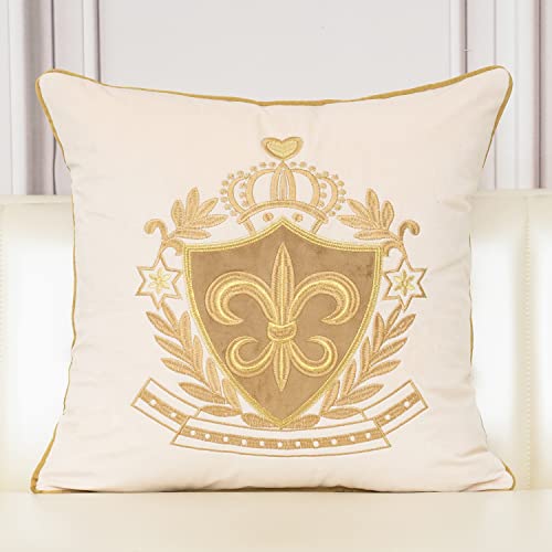 Aeckself Luxuriöser Samt-Kissenbezug, bestickt, europäische Krone, Heimdekoration, für Couch, Schlafzimmer, Wohnzimmer, 50,8 x 50,8 cm, Beige Aeckself Luxuriöser Samt-Kissenbezug, bestickt, europäische Krone, Heimdekoration, für Couch, Schlafzimmer, Wohnzimmer, 50,8 x 50,8 cm, Beige von Aeckself