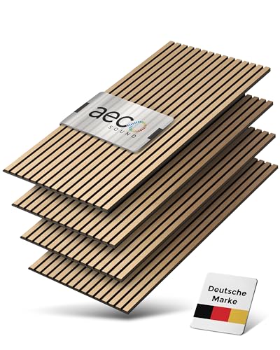 Aeco Sound® - Akustikpaneele Set, 4 Stück je 60 x 120 cm - Eiche Echtholz-Furnier auf Akustik-Filz, Wandpaneele Holz, Wandverkleidung für Wohnzimmer, HomeOffice & Studio von Aeco Sound