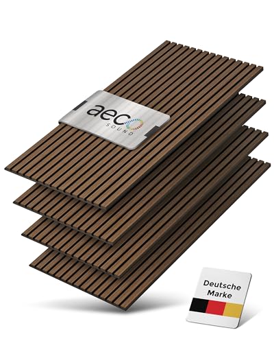Aeco Sound® - Akustikpaneele 4er Set – Walnuss Echtholz-Furnier auf Akustik-Filz, 120x60 cm Wandpaneele Holz, Wandverkleidung für Wohnzimmer, HomeOffice & Studio von Aeco Sound