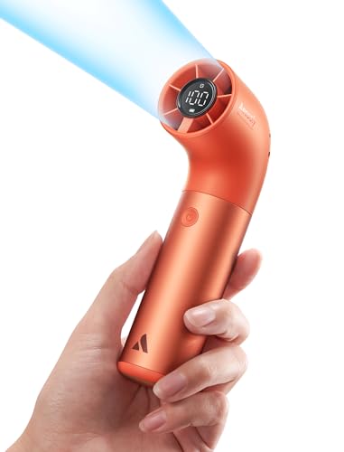 Aecooly Tragbarer Handventilator, Leistungsstarker Turbo-Mini-Ventilator, 19000 U/min High Speed Aero Ultra, 15 Stunden Maximale Kühlzeit, 7-Gang-Aluminiumgehäuse, Klein für Reisen im Freien -Orange von Aecooly