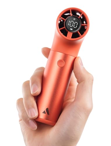 Aecooly Tragbarer Handventilator, Leistungsstarker Turbo-Mini-Ventilator, 19000 U/min High Speed Aero Ultra, 15 Stunden Maximale Kühlzeit, 7-Gang-Aluminiumgehäuse, Klein für Reisen im Freien -Orange von Aecooly