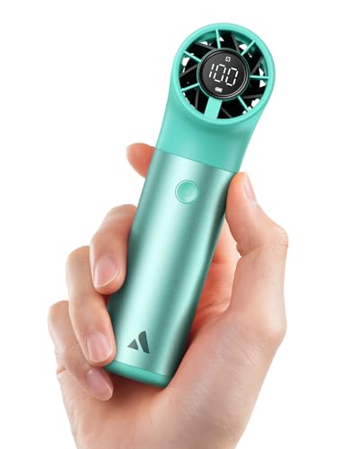Aecooly Tragbarer Handventilator, Leistungsstarker Turbo-Mini-Ventilator, 19000 U/min High Speed Aero Ultra, 15 Stunden Maximale Kühlzeit, 7-Gang-Aluminiumgehäuse, Klein für Reisen im Freien - Grün von Aecooly