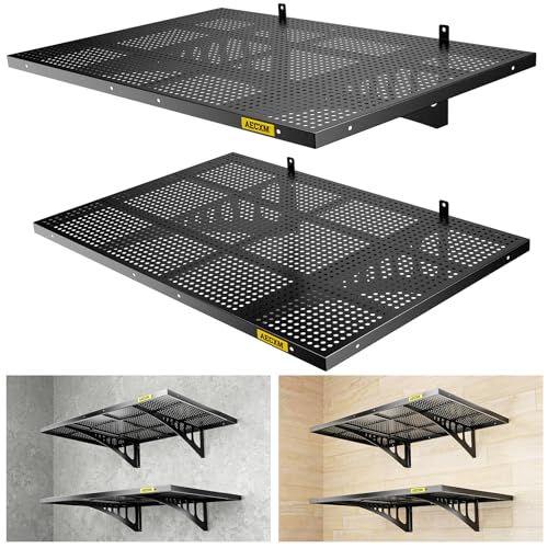 Aecxm Garagen-Wandregal, 2 Stück, 6 x 0,9 m, verstellbar, 254 kg Tragkraft, strapazierfähig, wandmontiert, Lagerregal, Metall, schwebende Regale für Garage (schwarz) von Aecxm