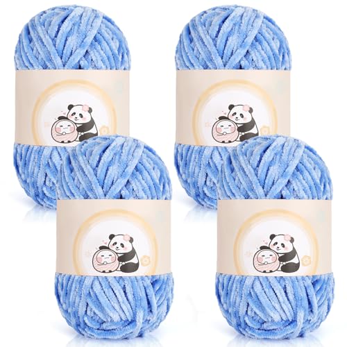 Aeelike 400g Chenille Babywolle zum Stricken, Weich Chunky Chenille Fluffy Yarn, Flauschige Samt Velvet Chenille Wolle zum Häkeln, Warme Plüschwolle für Mützen, Schals, Decken, Himmelblau Aeelike 400g Chenille Babywolle zum Stricken, Weich Chunky Chenille Fluffy Yarn, Flauschige Samt Velvet Chenille Wolle zum Häkeln, Warme Plüschwolle für Mützen, Schals, Decken, Himmelblau von Aeelike