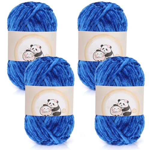 Aeelike 400g Chenille Garn zum Stricken, Weich Chunky Chenille Fluffy Yarn, Flauschige Samt Velvet Chenille Wolle zum Häkeln, Warme Plüschwolle für Mützen, Schals, Decken, Saphirblau Aeelike 400g Chenille Garn zum Stricken, Weich Chunky Chenille Fluffy Yarn, Flauschige Samt Velvet Chenille Wolle zum Häkeln, Warme Plüschwolle für Mützen, Schals, Decken, Saphirblau von Aeelike
