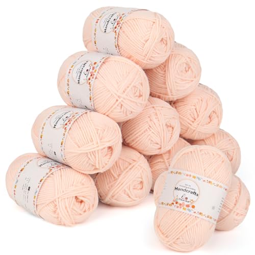 Aeelike 600g(12x50g) Acrylwolle 5Ply Baumwolle zum Häkeln, Häkel- & Strickgarn Zum Stricken, Häkeln und Kunsthandwerk, Häkelgarn Wolle Set Bunt, Hautfarbe von Aeelike