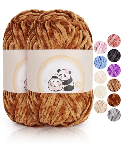 Aeelike 200g Warme Chenille Strickwolle zum Häkeln, Flauschige Dicke Wolle zum Handstricken, Samt Velvet Babywolle zum Stricken, Weich Plüschwolle für Amigurumis Babydecke, Khaki Aeelike 200g Warme Chenille Strickwolle zum Häkeln, Flauschige Dicke Wolle zum Handstricken, Samt Velvet Babywolle zum Stricken, Weich Plüschwolle für Amigurumis Babydecke, Khaki von Aeelike