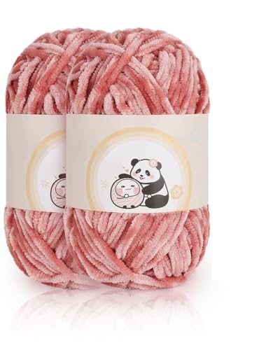 Aeelike 200g Warme Chenille Strickgarn zum Häkeln, Flauschige Dicke Wolle zum Handstricken, Samt Velvet Babywolle zum Stricken, Weich Plüschwolle für Amigurumis Babydecke, Leder Rosa Aeelike 200g Warme Chenille Strickgarn zum Häkeln, Flauschige Dicke Wolle zum Handstricken, Samt Velvet Babywolle zum Stricken, Weich Plüschwolle für Amigurumis Babydecke, Leder Rosa von Aeelike
