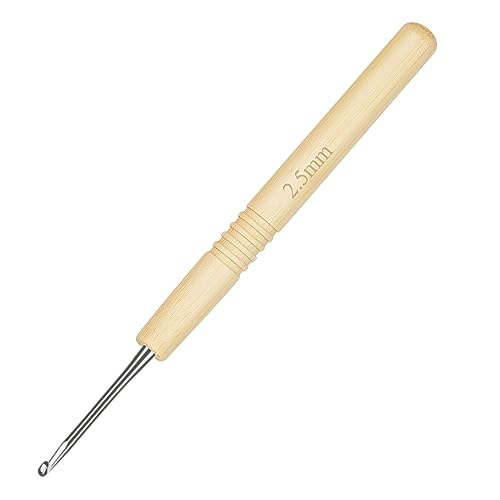 Aeelike Häkelnadeln Bambus 2,5 mm, Ergonomische Häkelnadel Bambusgriff für Arthritische Hände, Robuste Häkelnadeln Set Crochet Hook, Glatte Aluminium-Häckelnadel für Anfänger, Erwachsene, Kinder von Aeelike