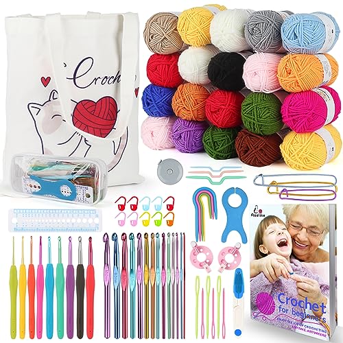 Aeelike Häkelnadel Set Häkelset für Anfänger mit 20 Häkelgarn, Häkeln für Anfänger Set Aeelike Häkelnadel Set Häkelset für Anfänger mit 20 Häkelgarn, Häkeln für Anfänger Set von Aeelike
