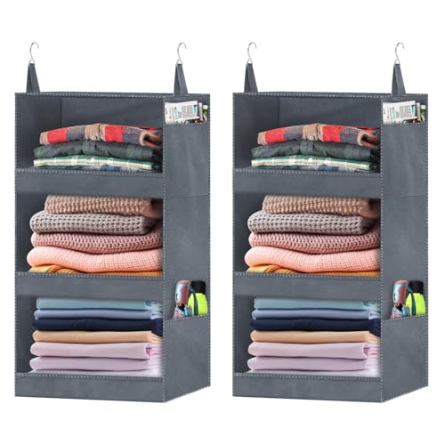 Aeeteek Schrank-Organizer und Aufbewahrung, zusammenklappbar, 3 Fächer, Hängeschrankregale mit 4 Seitentaschen, 61 x 30,5 x 30,5 cm, Kleider-Aufbewahrungstasche für Schrank, Wohnmobil, Schlafsaal Aeeteek Schrank-Organizer und Aufbewahrung, zusammenklappbar, 3 Fächer, Hängeschrankregale mit 4 Seitentaschen, 61 x 30,5 x 30,5 cm, Kleider-Aufbewahrungstasche für Schrank, Wohnmobil, Schlafsaal von Aeeteek