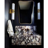 Calacatta Viola Marmor Waschbecken, An Der Wand Befestigtes Gästehaus Benutzerdefinierte Naturstein Waschbecken von Aegeanmarble