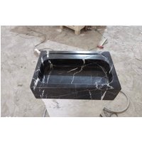 Nero Marquina Marmor Waschbecken, Waschbecken Aus Schwarzem Marmor, Zur Wandbefestigung, Custom Order Sink, Schiffswaschbecken, Waschtischplatte von Aegeanmarble