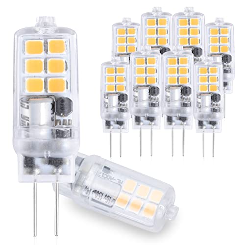 Aegislogic G4 led 1.2w 3000K warmweiß Nicht Dimmbar, 280LM stiftsockellampe DC 12V Ersatz led g4 10w 20w halogenlampe 10er Pack von Aegislogic