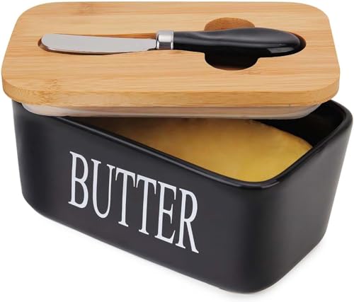 Schwarze Butterdose mit Deckel, 600 ml, Butterdosen mit Deckel, Butterdose mit Deckel für Arbeitsplatte, Schwarz von Aegistus