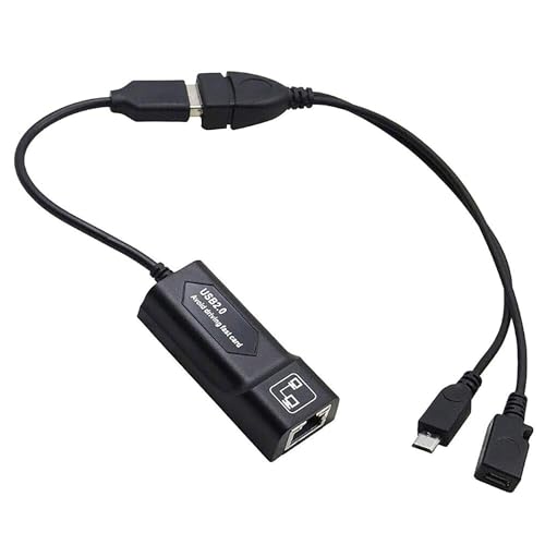 High-Speed LAN Ethernet Adapter für Fire TV Stick Lite/4K/4K Max mit USB OTG Kabeladapter für stabile kabelgebundene Internetverbindung, bis zu 100 Mbps USB Ethernet Netzwerkadapter (Schwarz) von Aeipou