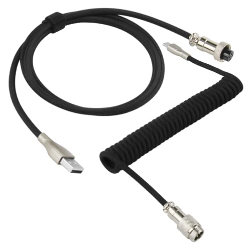 Typ-C Mechanisches Tastatur-Spiralkabel, Schwarz Tastaturdraht Abnehmbares Geflochtenes Kabel mit Metall Aviator Stecker Doppelhülse Elastisches USB-C auf USB-A Kabel für Gaming Schnelle Aufladung Typ-C Mechanisches Tastatur-Spiralkabel, Schwarz Tastaturdraht Abnehmbares Geflochtenes Kabel mit Metall Aviator Stecker Doppelhülse Elastisches USB-C auf USB-A Kabel für Gaming Schnelle Aufladung von Aeipou