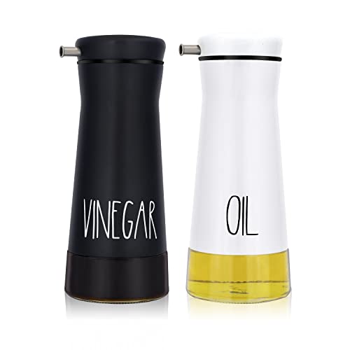 Aelga Öl- und Essigspender-Set, Schwarz-Weiß, 2 Stück, Glas-Ölspender, Flasche für Küche mit tropffreien, niedlichen, Restaurants, Hochzeiten von Aelga