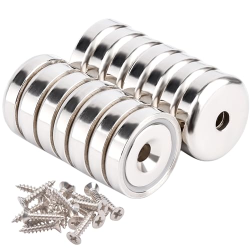 Aenienoe 14 Stück Neodym Magnete Extra Stark mit Loch 10KG Kraft Neodym Magnet Rund 20mm zum Anschrauben Topfmagnet Schrauben Werkstatteinrichtung von Aenienoe